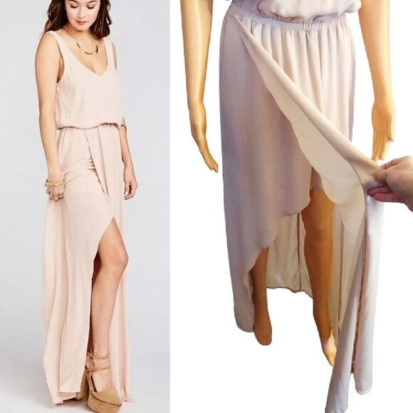 Show Me Your MuMu Dusty Blush Pink Kendall Slitted Maxi Dress Medium - Picture 7 of 16